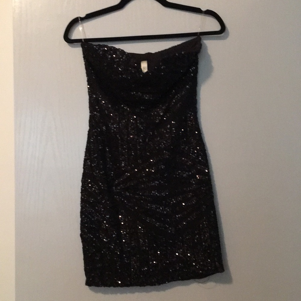 Sequin Black Strapless Dress